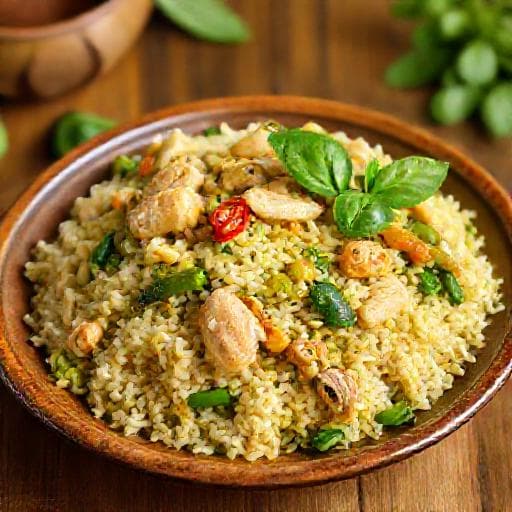 ข้าวผัดแกงเขียวหวานไก่แบบดั้งเดิม
