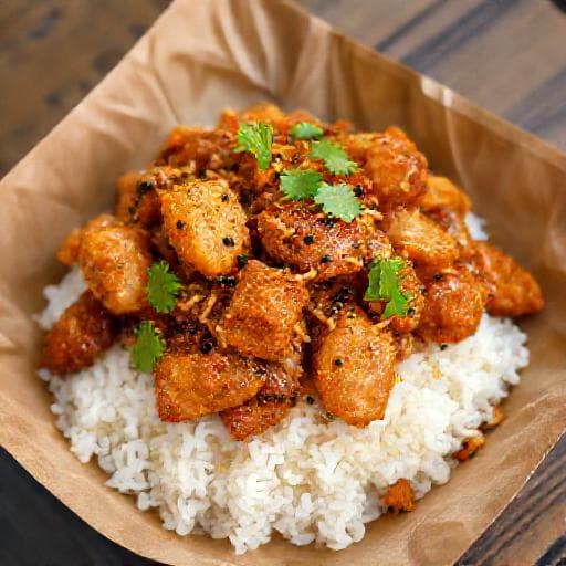 ข้าวหมูทอดกระเทียมพริกไทย