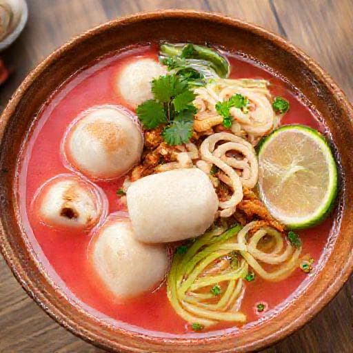 ก๋วยเตี๋ยวลูกชิ้นปลา เย็นตาโฟ