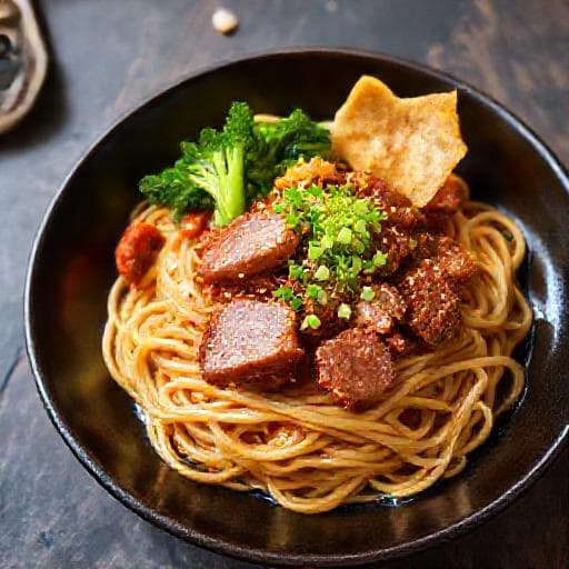 บะหมี่แห้งหมูแดงทรงเครื่อง (สไตล์ฮ่องกง)