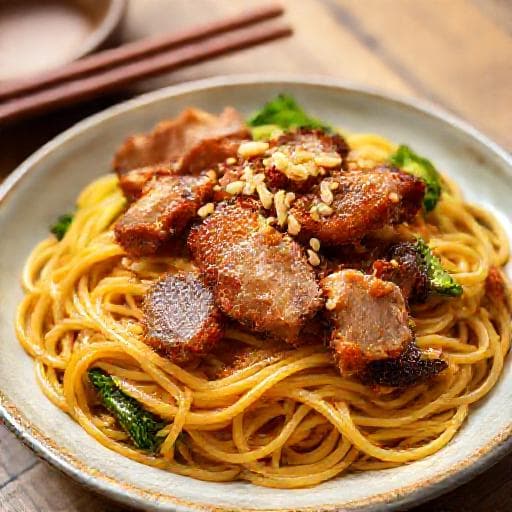 บะหมี่หมูกรอบแห้ง
