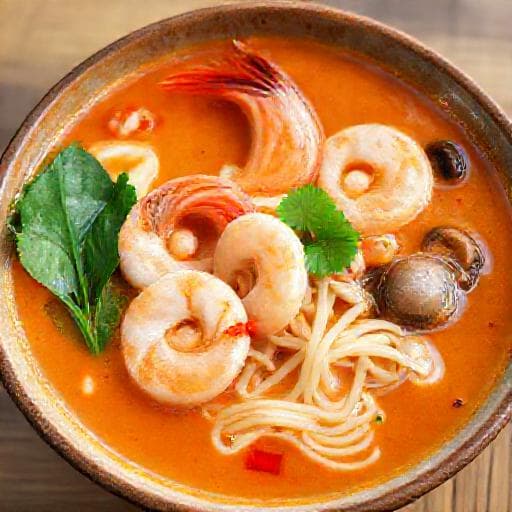 บะหมี่ต้มยำกุ้งน้ำข้น