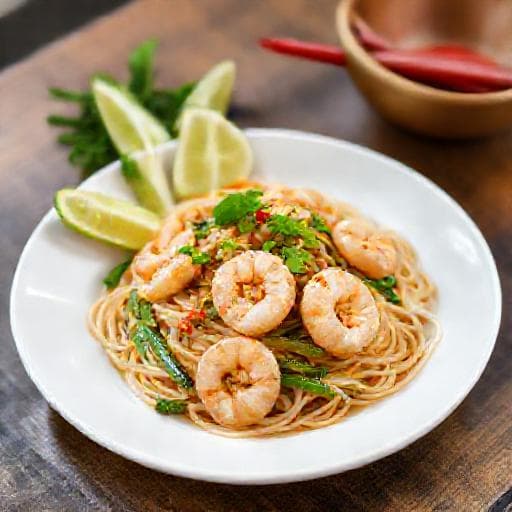 หมี่ผัดกระเฉดกุ้ง (สูตรดั้งเดิม)