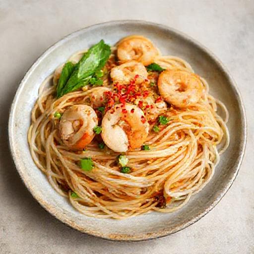 หมี่ผัดกระเฉดกุ้ง (สูตรเร่งด่วน)