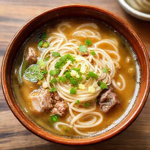 ข้าวเปียกเส้นหมูสับแบบดั้งเดิม