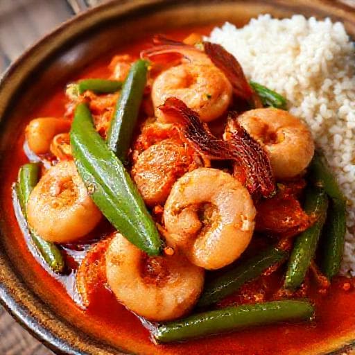 กุ้งผัดพริกแกง (แบบดั้งเดิม)