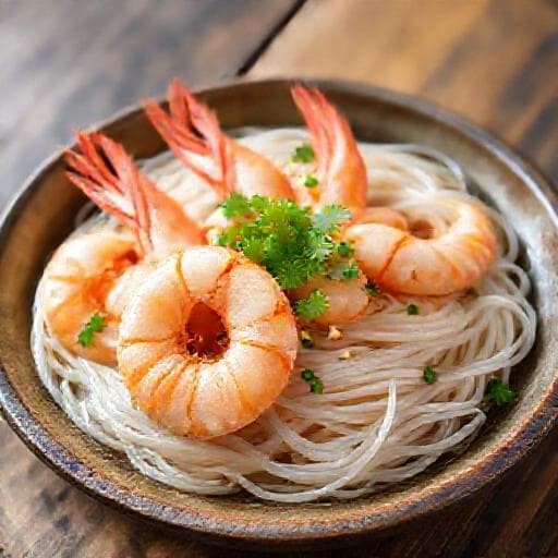 กุ้งนึ่งกระเทียมวุ้นเส้น