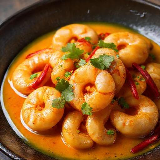 กุ้งผัดซอสไข่เค็มพริกเผา