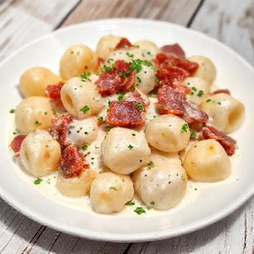 Njoki s pršutom i vrhnjem (Gnocchi with Prosciutto and Cream)