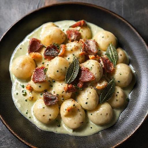 Gnocchi with Smoked Prosciutto and Sage Cream Sauce