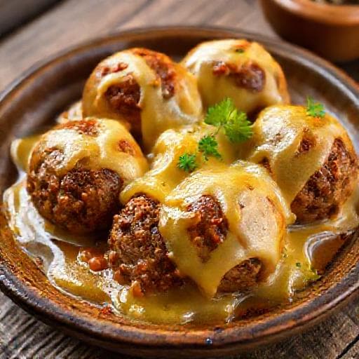 Traditional Zapečene Mesne Okruglice sa Sirom (Baked Meatballs with Cheese)