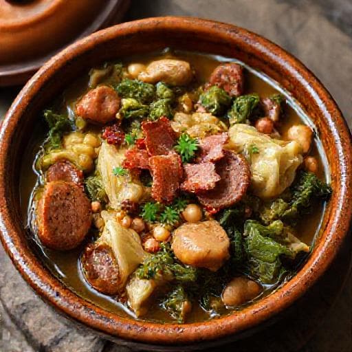 Dubrovačka Zelena Menestra with Pancetta and Smoked Sausage