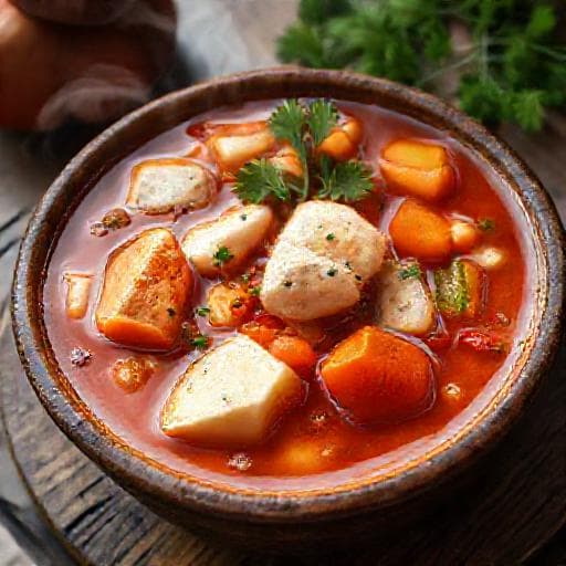 Traditional Serbian Riblja Čorba (Fish Soup)