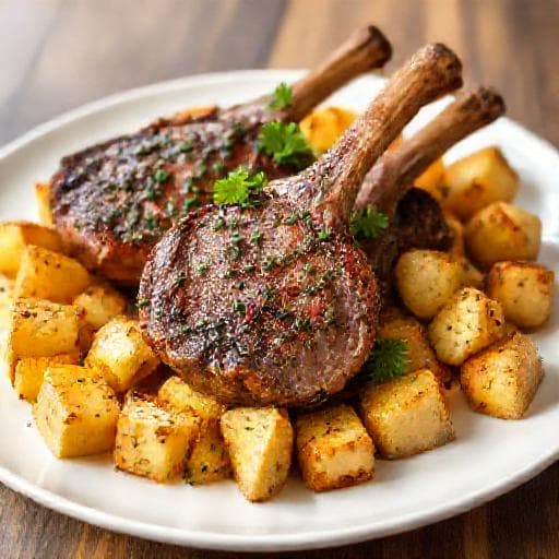 Quick Garlic-Herb Roasted Lamb with Potatoes