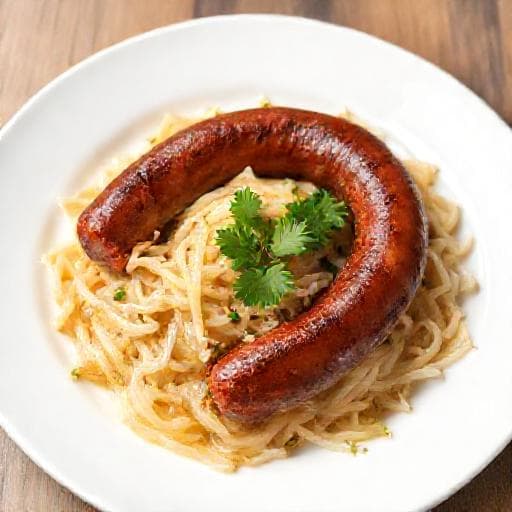 Quick Krvavice with Sautéed Sauerkraut