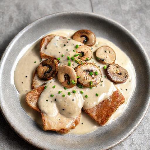 Quick Veal Steaks with Creamy Mushroom Sauce