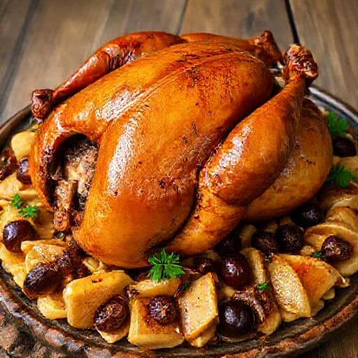Pečena purica s mlincima i šljivama (Roast Turkey with Mlinci and Plums)