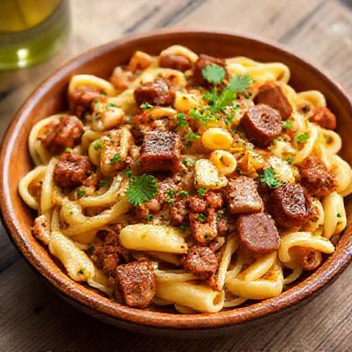 Pasta mit Salsiccia, Fenchel und Weißwein