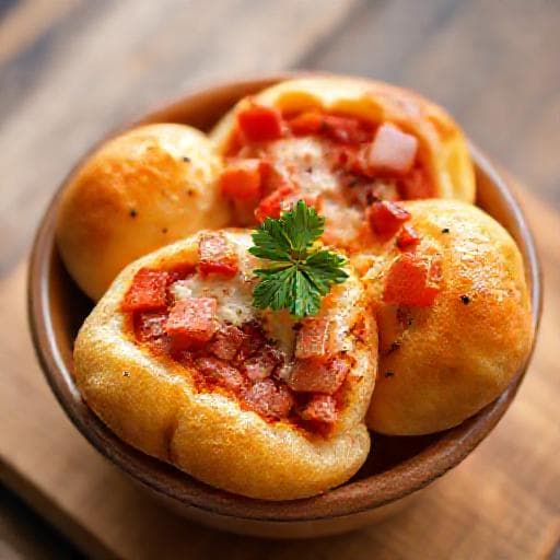 Pizzabrötchen mit Salami und Paprika