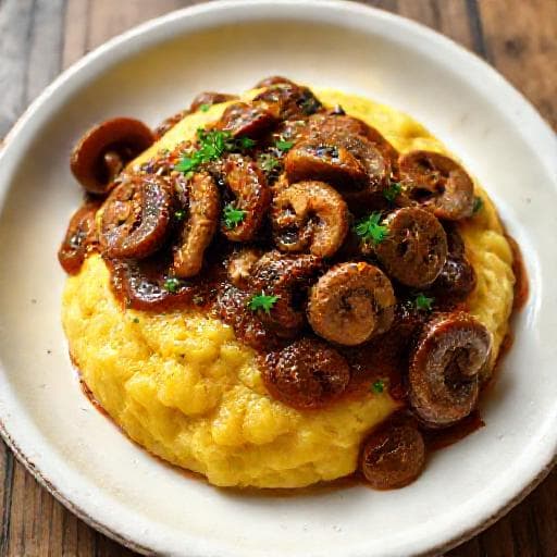 Klassische Polenta mit Pilzen