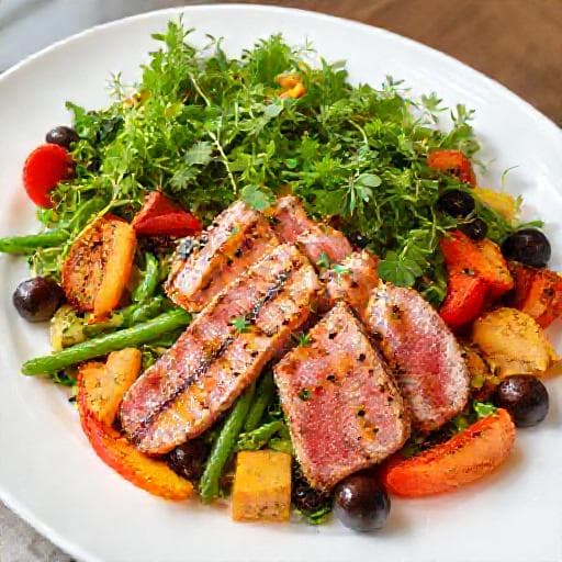 Salade Niçoise mit gegrilltem Fisch