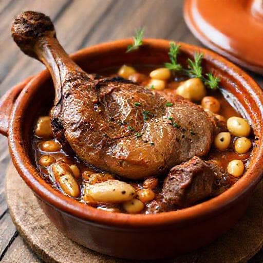 Cassoulet mit Entenkeule und Lamm