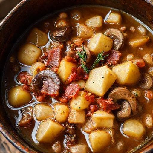 Bauerntopf mit Speck und Pilzen