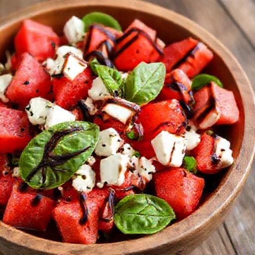Schneller Wassermelonen-Feta-Salat mit Balsamico