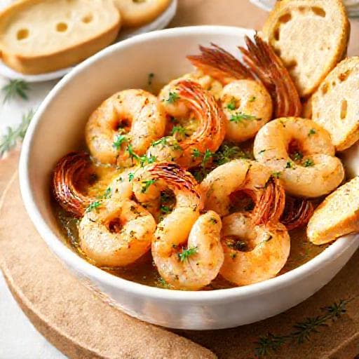 Garnelen mit Knoblauch und Kräutern in Weißwein