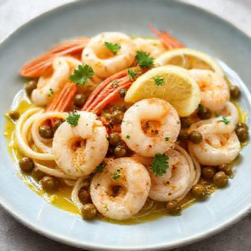 Scampi Aglio e Olio mit Zitrone und Kapern