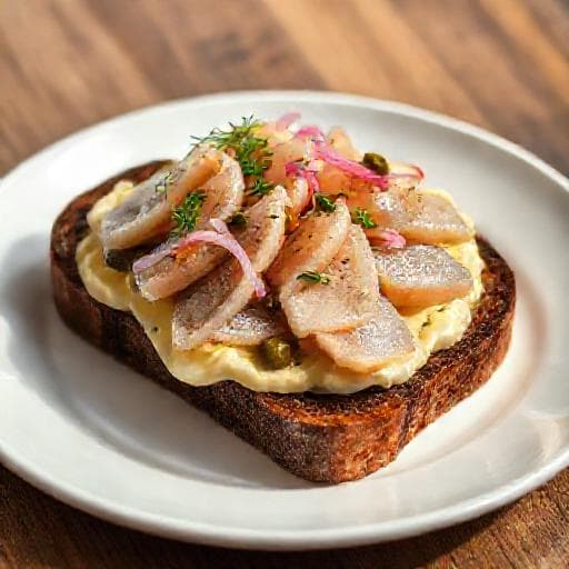 Klassisches Smørrebrød med Sild