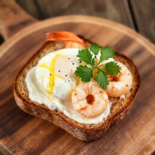 Schnelles Smørrebrød mit Ei und Garnelen