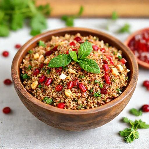 Kısır mit Walnüssen und Granatapfelkernen