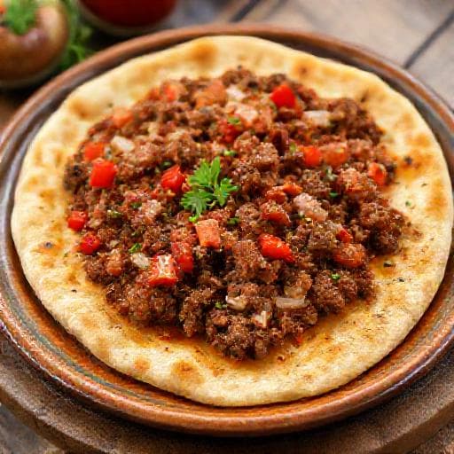 Manakish mit Hackfleisch (Lahm bi Ajin)