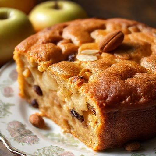 Unsichtbarer Apfelkuchen mit Mandeln und Rosinen