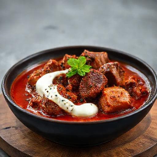 Rogan Josh mit Joghurt-Marinade und geräucherten Gewürzen