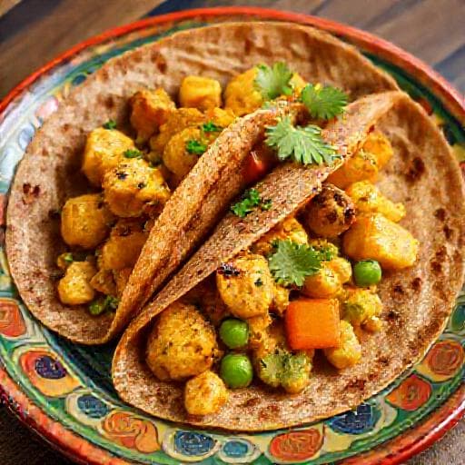 Rote-Linsen-Wraps mit Curry-Gemüse-Füllung