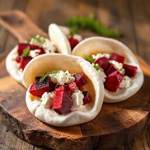 Bao Buns mit Roter Bete und Ziegenkäse (Vegetarisch)