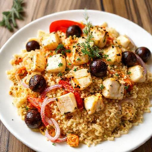 Schneller Griechischer Kritharaki-Salat mit Halloumi