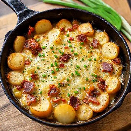 Schneller Kartoffel-Lauch-Auflauf mit Speck