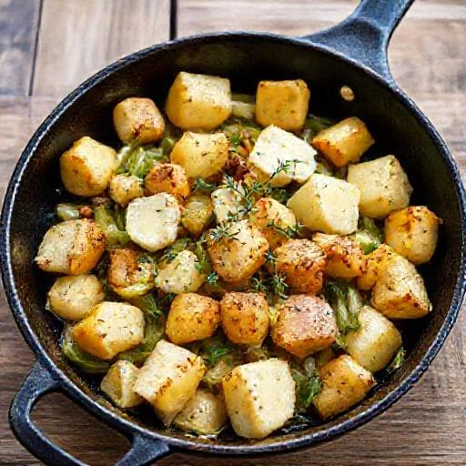 Regionale Kartoffel-Lauch-Pfanne mit Bergkäse
