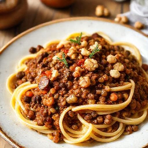 Linsen-Bolognese mit Pilzen und Balsamico