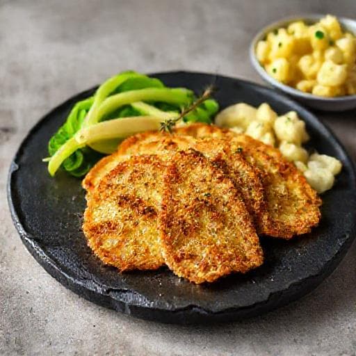 Kohlrabi-Schnitzel mit Senf-Kruste
