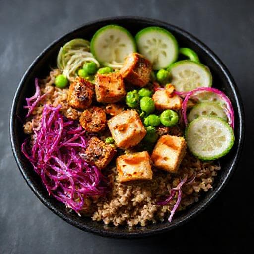 Asiatisch inspirierte Buddha Bowl mit Tofu