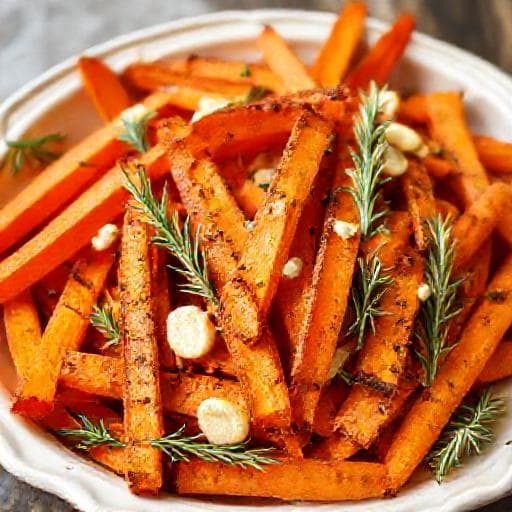 Süßkartoffelpommes mit Rosmarin und Knoblauch