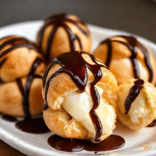 Klassische Profiteroles mit Schokoladensauce