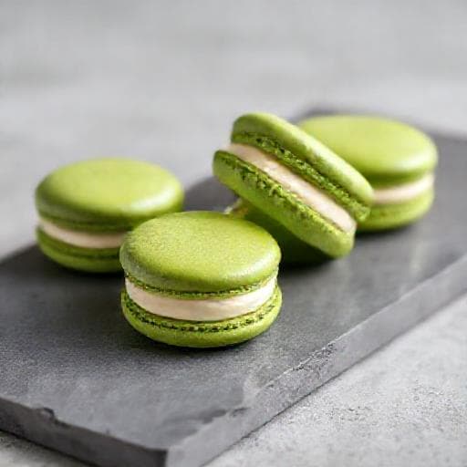 Matcha-Macarons mit weißer Schokoladencreme