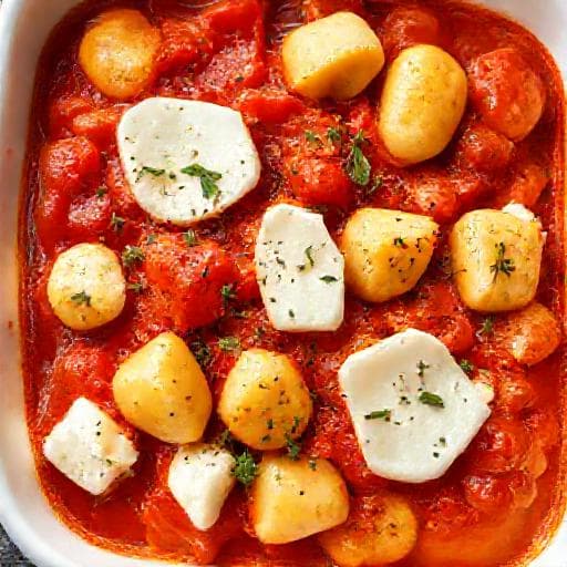 Schnelle Ofen-Gnocchi mit Tomaten und Mozzarella