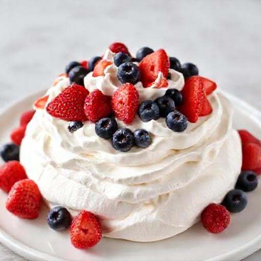 Klassische Pavlova mit Beeren