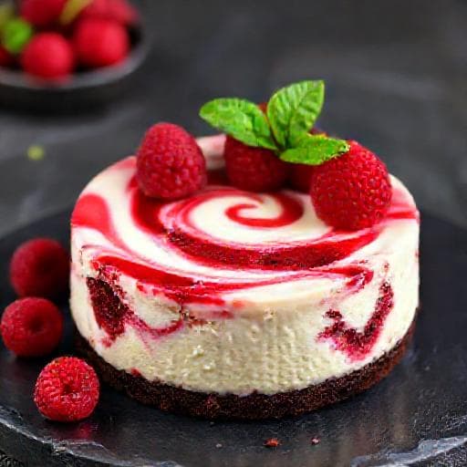 Brownie-Cheesecake mit Himbeer-Swirl